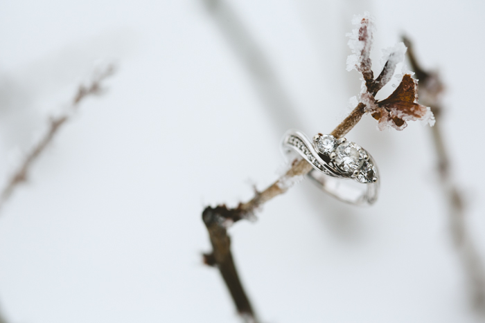 engagement ring in the snow photo