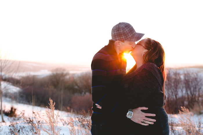 photo of kissing at sunset