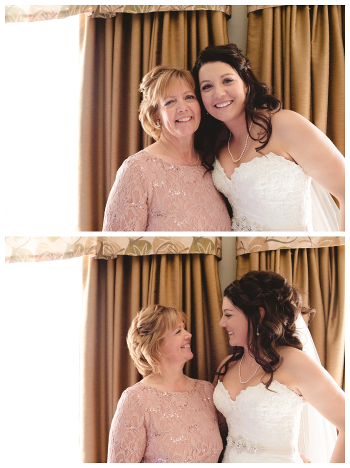 photo of spring bride with mother of the bride looking happy