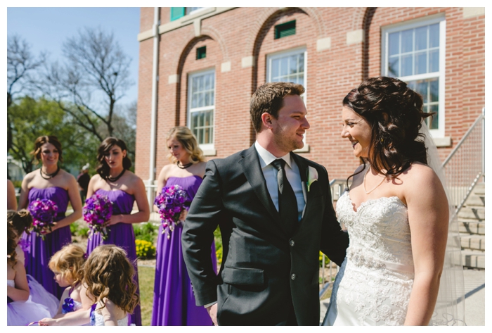 photo of bride and groom during beautiful spring outdoor wedding