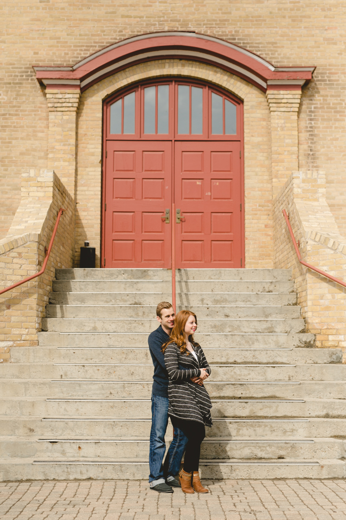 photo of couple at the steps of wolseley city hall