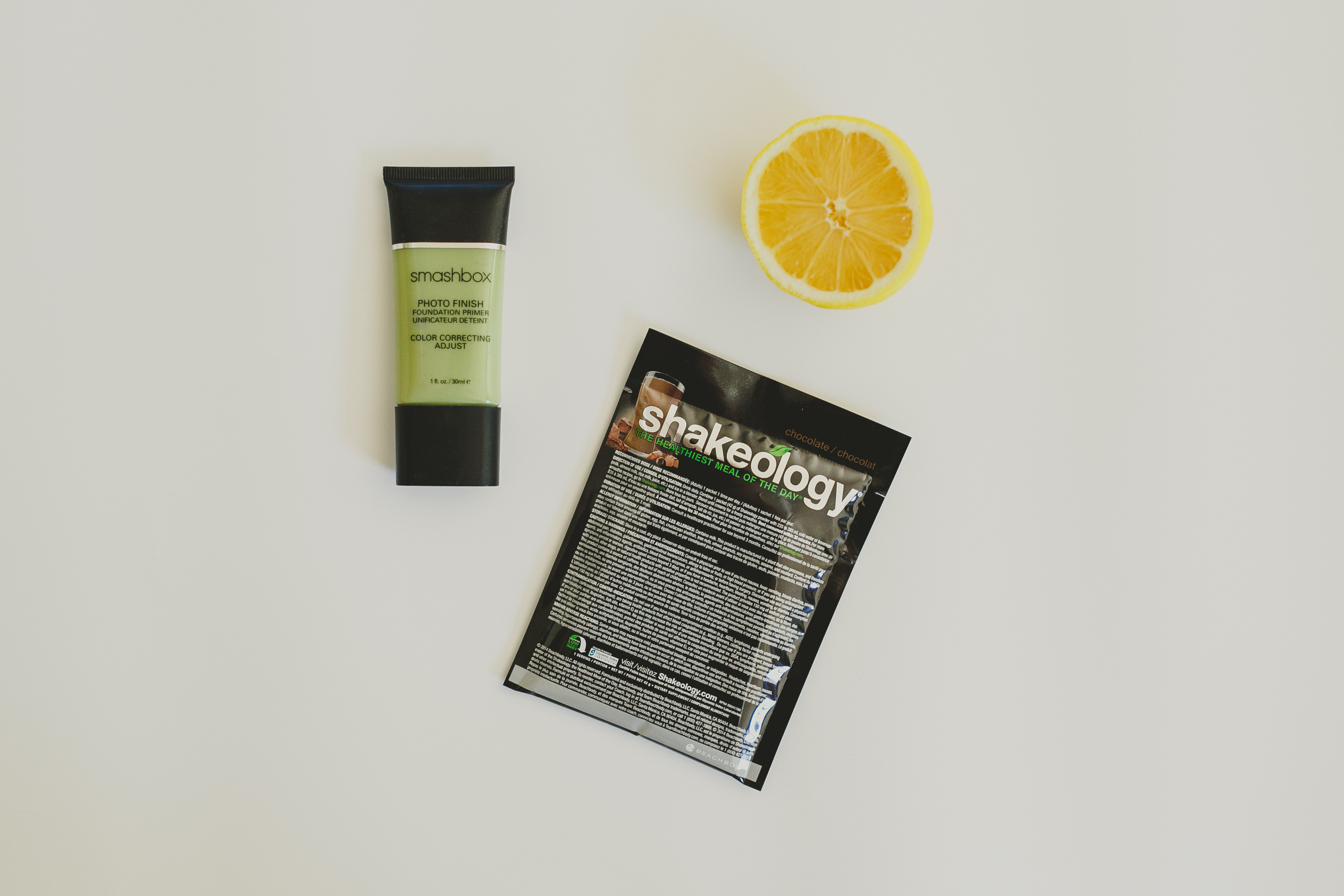 smash box green primer, lemon and chocolate shakeology