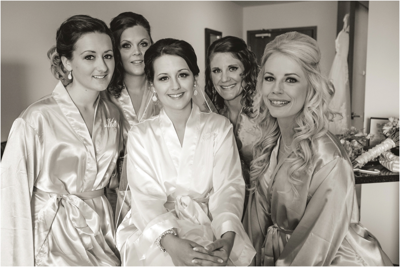 beautiful bridesmaids in robes