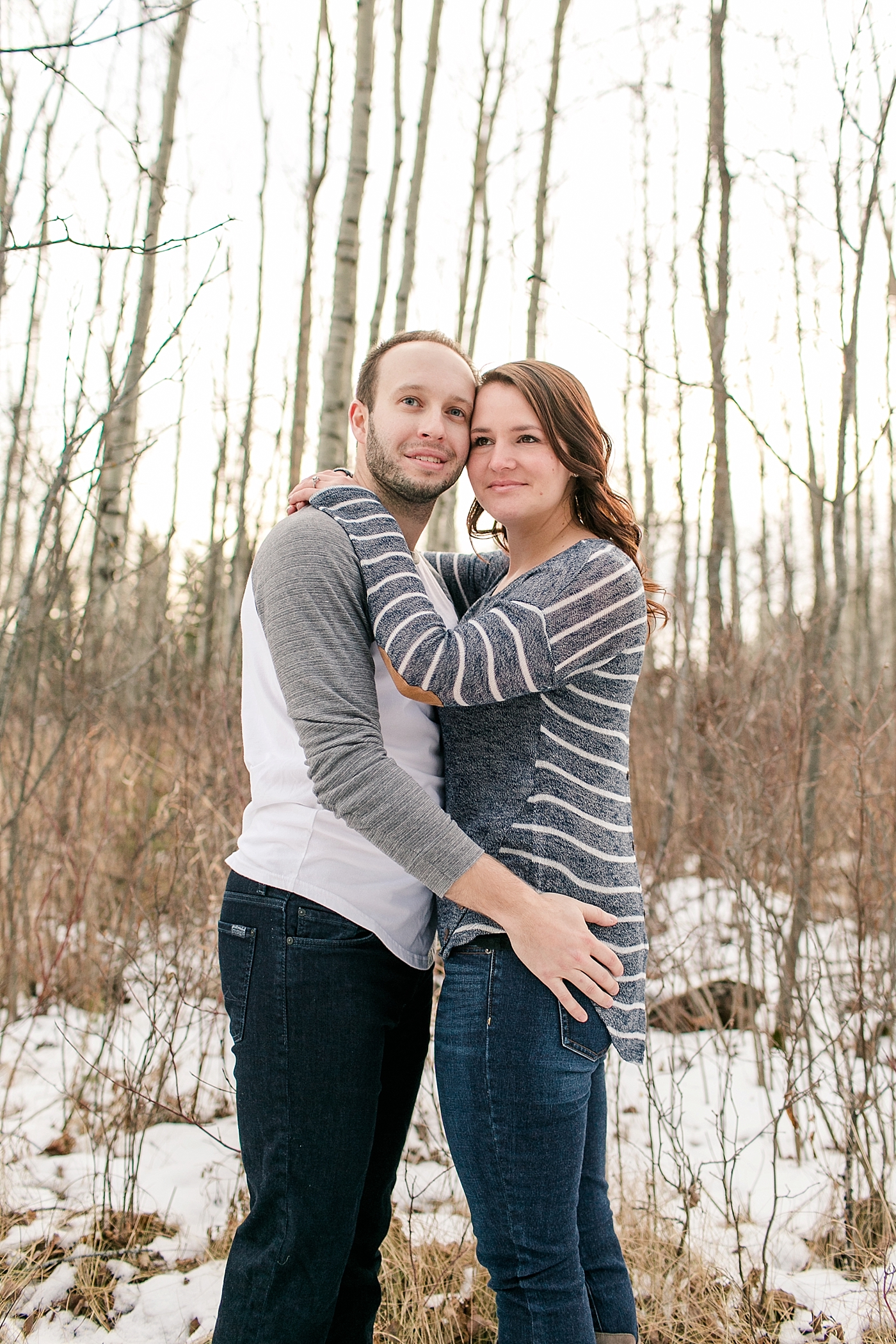 woodsy winter engagement photos