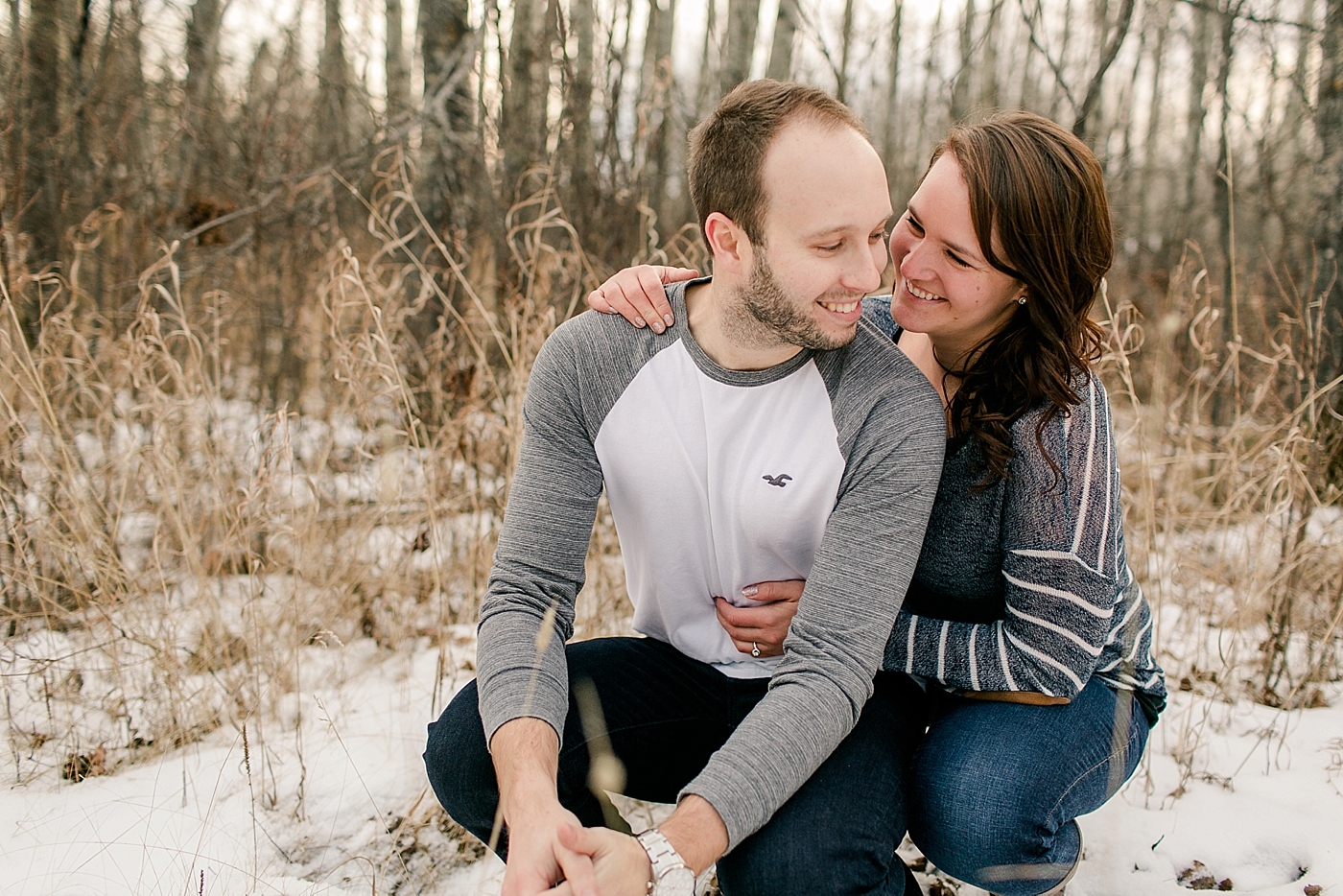fun engagement session in canada during winter