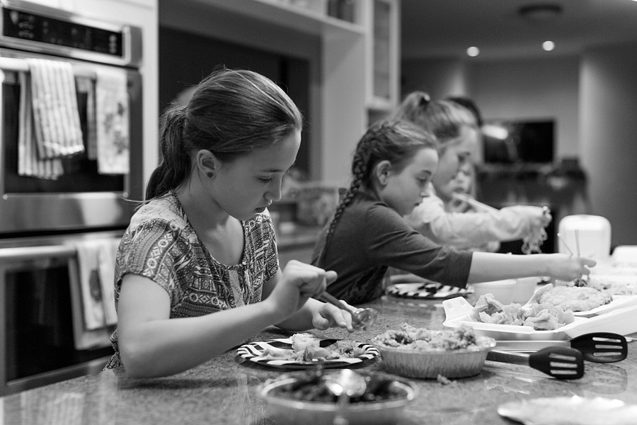 asian style food at ten year old girl birthday party