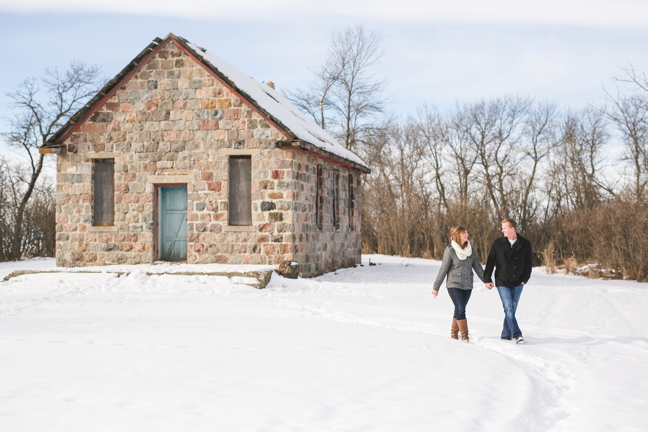 Old Stone Country School Winter Engagement Photos Redvers SK