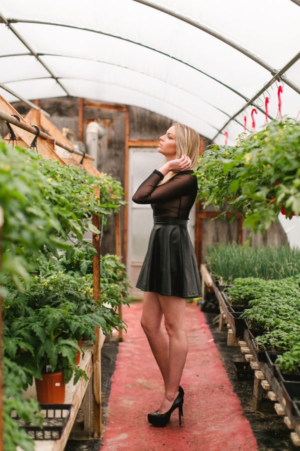 Editorial fashion photo shoot in greenhouse photo