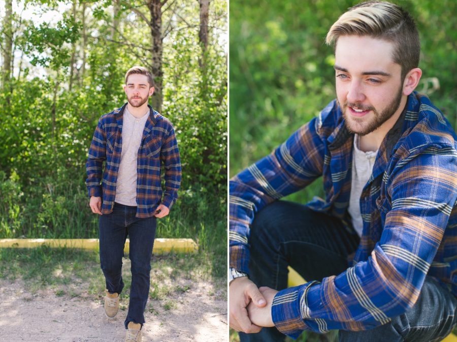 kenosee lake grad photo session wearing plaid