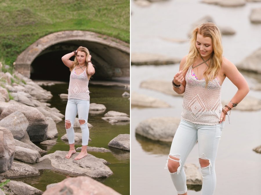 casual senior grad session oxbow valley cement arch by the river