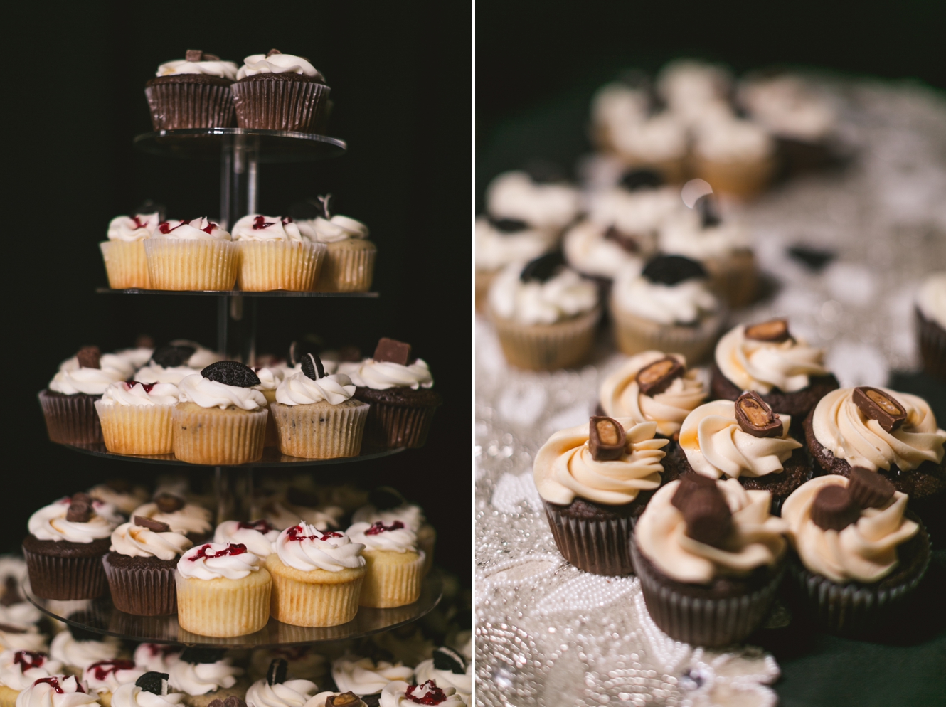 cupcake inspiration display for classic wedding photo