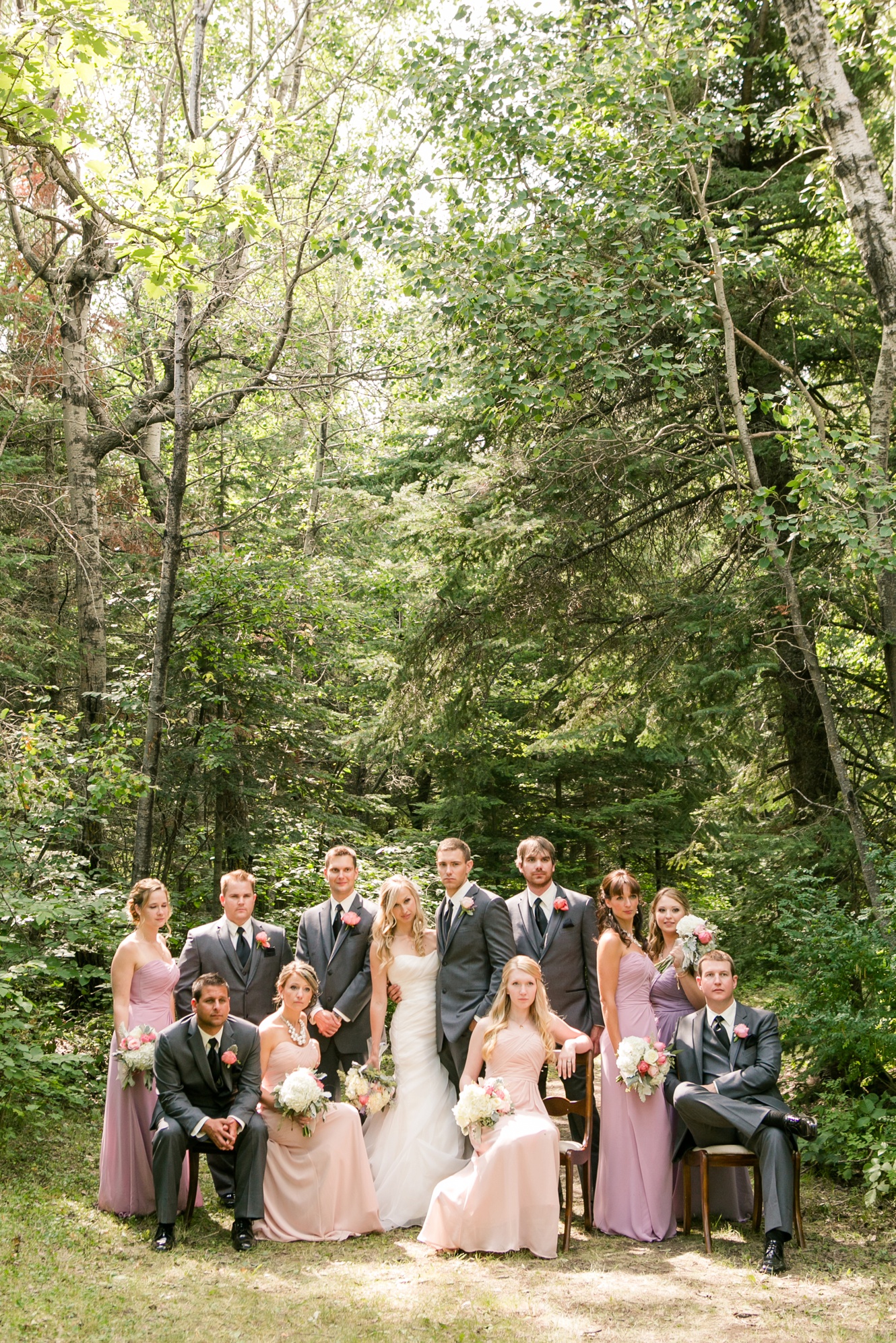 Bridal party photos in pastels and grey photo