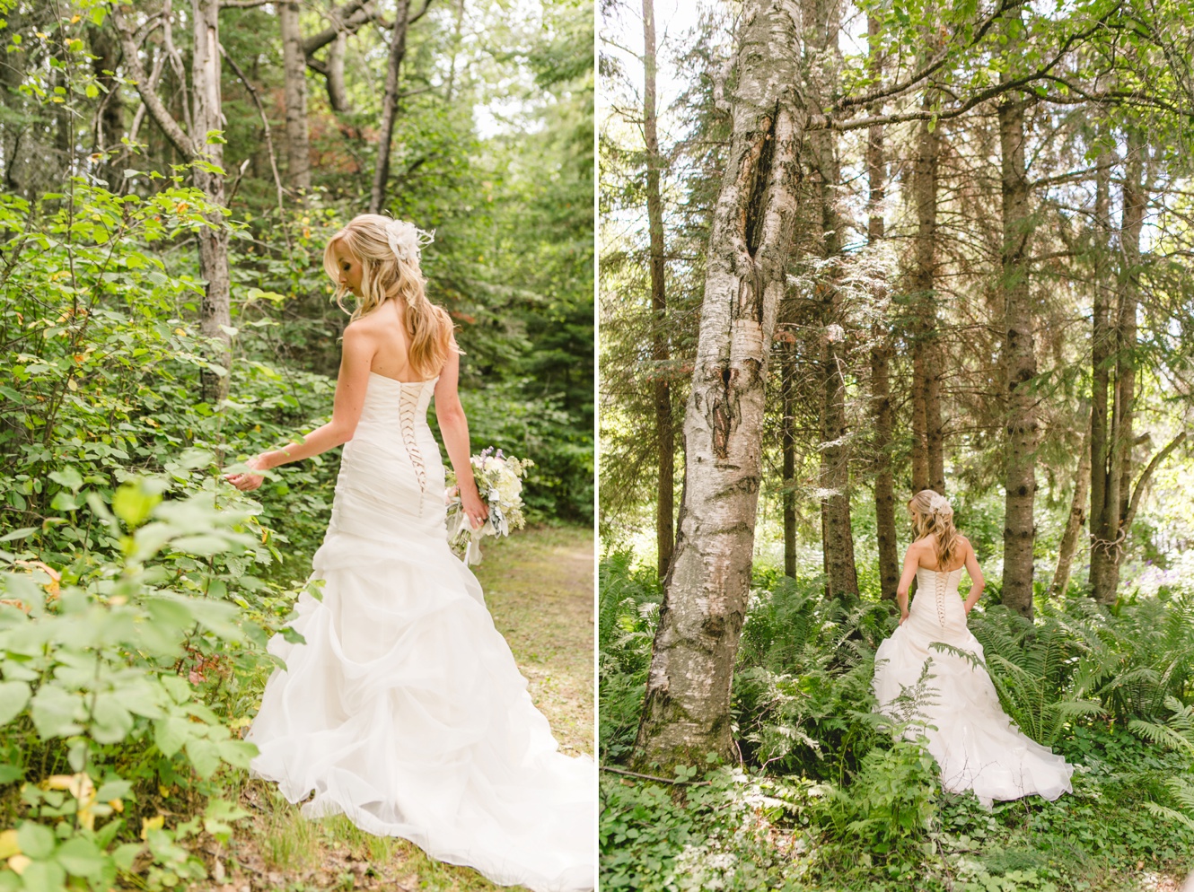 Beautiful fairytale bride in the woods photo