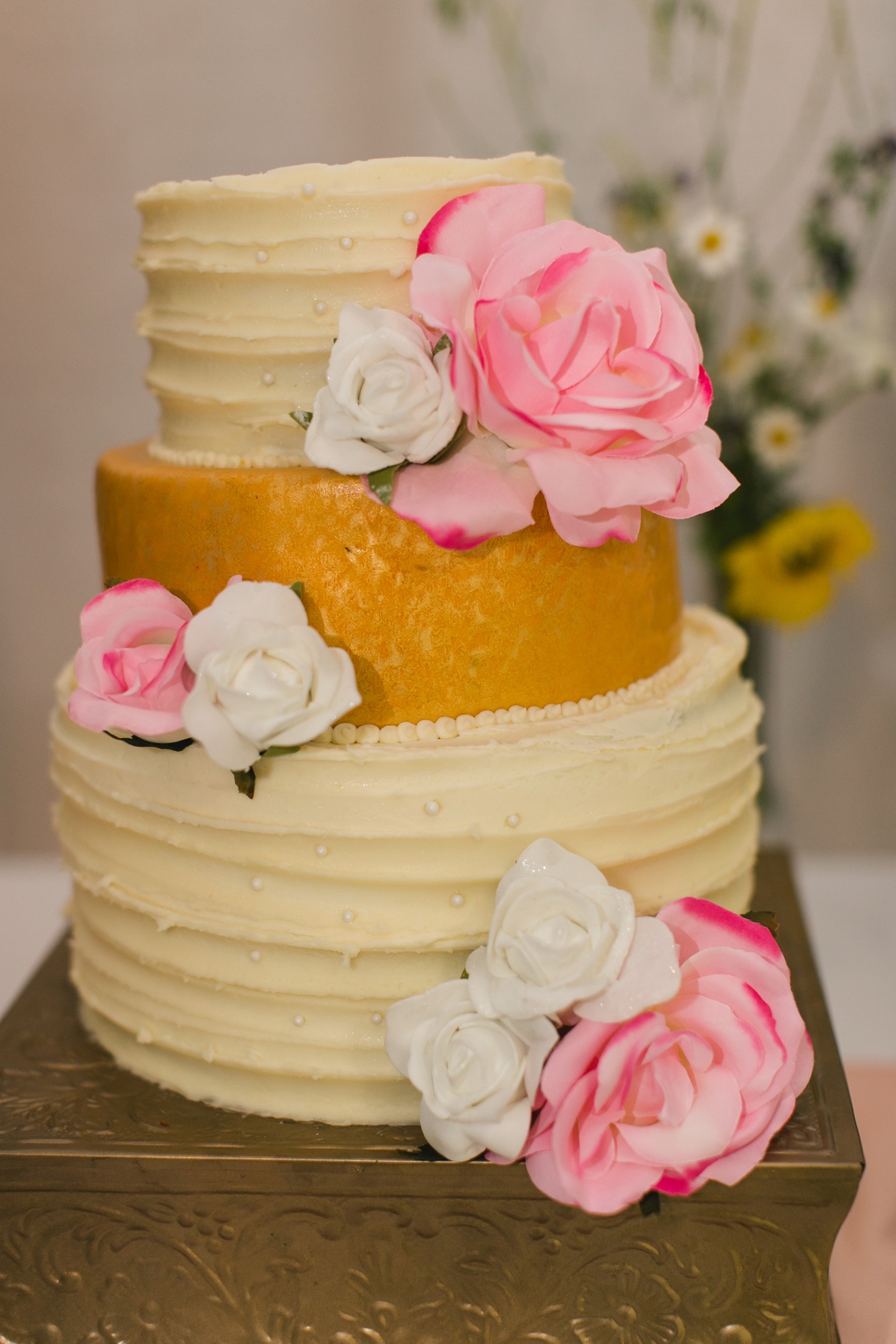 three tiered wedding cake photo