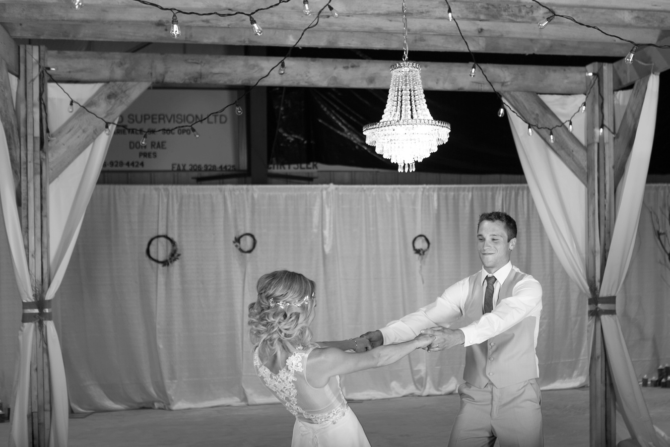 black and white wedding dance photo