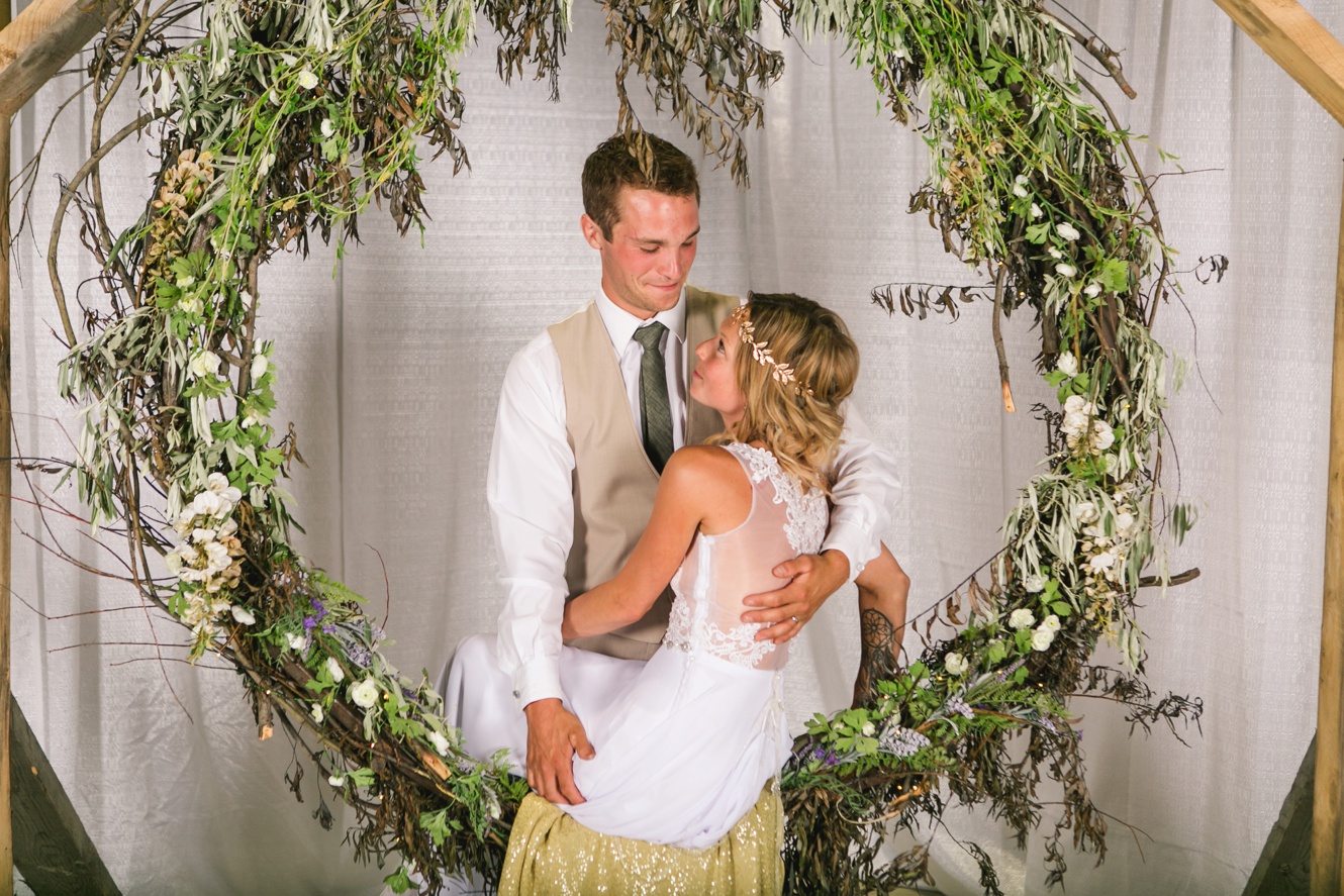 giant wreath wedding bohemian swing
