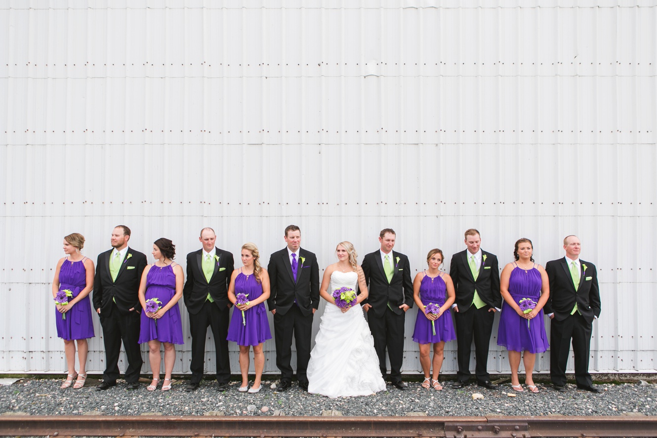 green and purple bridal party wedding photo