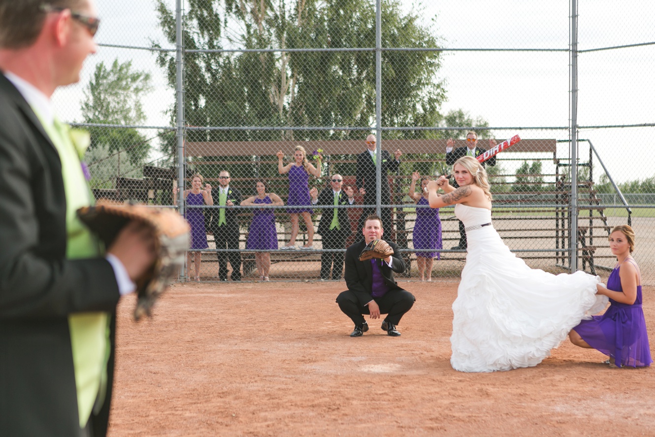 wedding bridal party baseball photo
