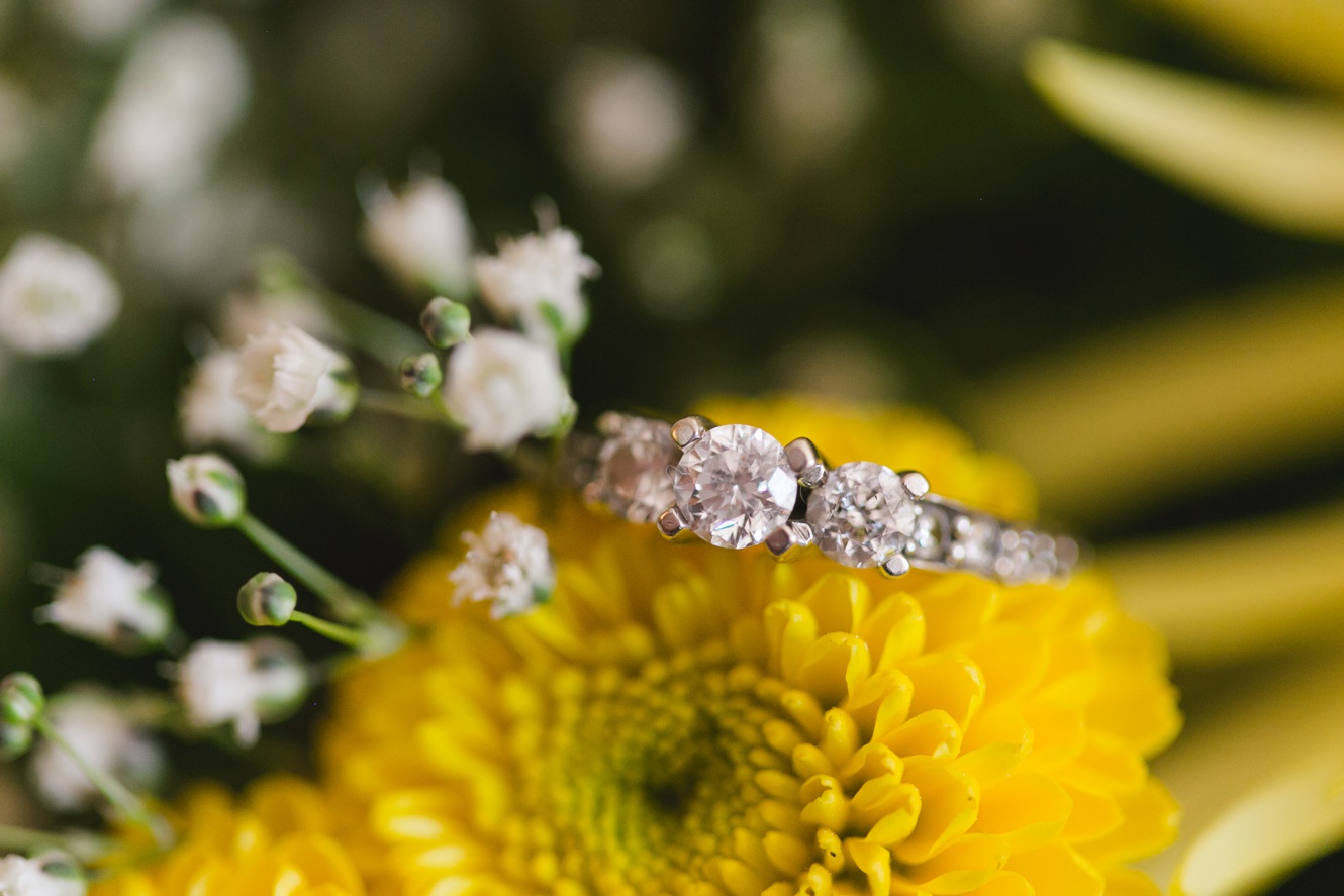 Canary Yellow & Grey Summer Wedding ring shot photo