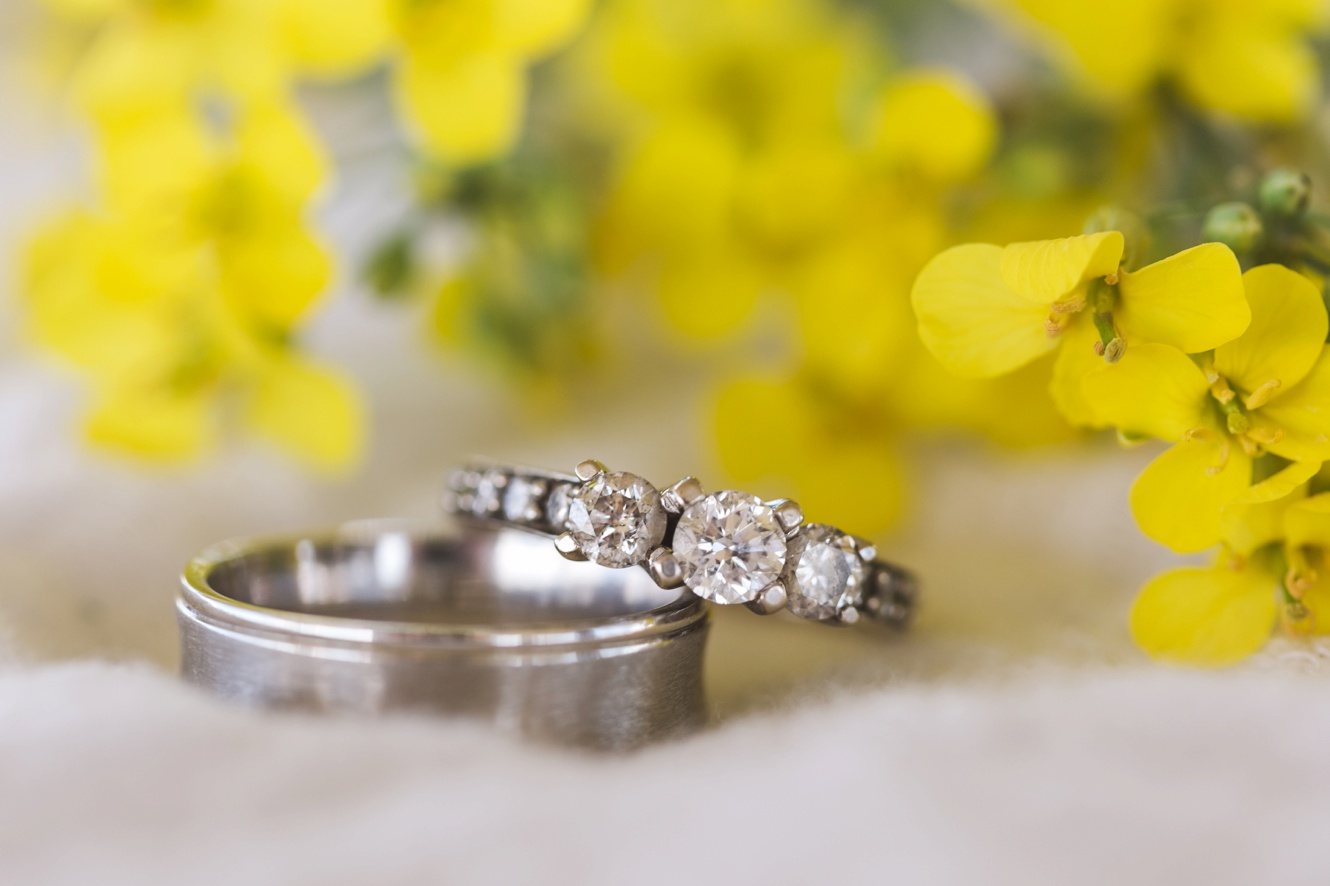 Yellow & Grey Summer Wedding ring shot