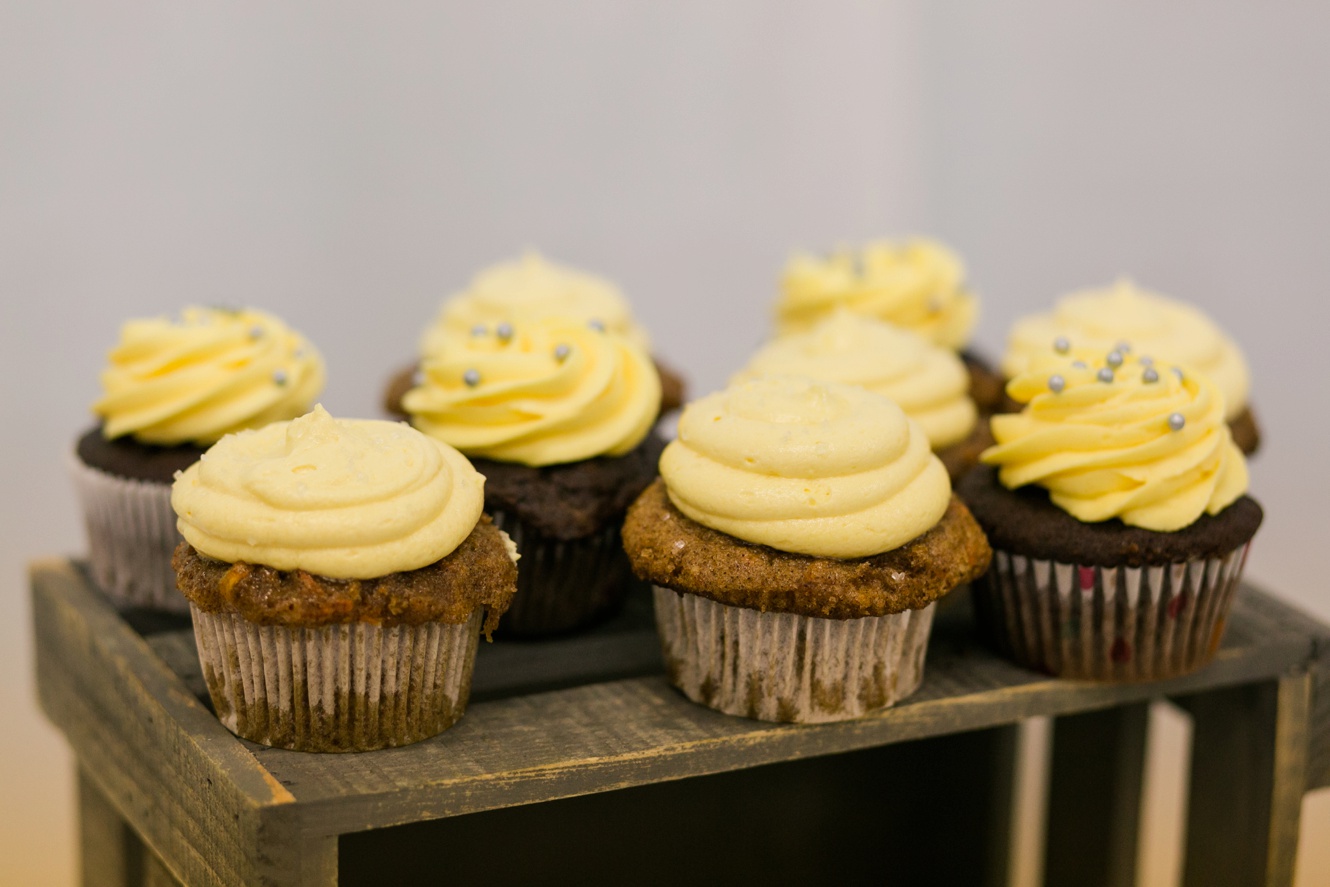 yellow and grey cupcakes photo