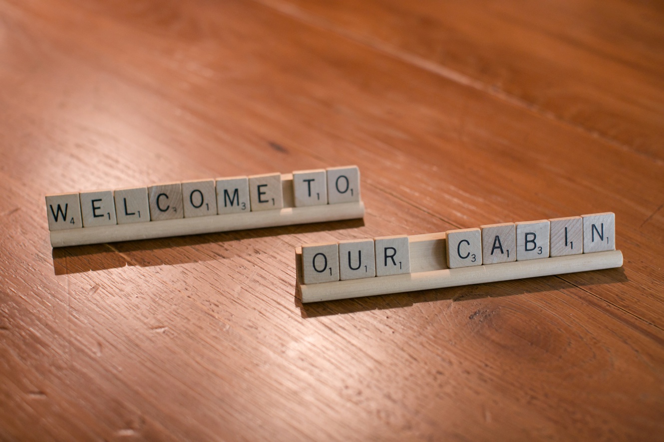 welcome to our cabin scrabble letters