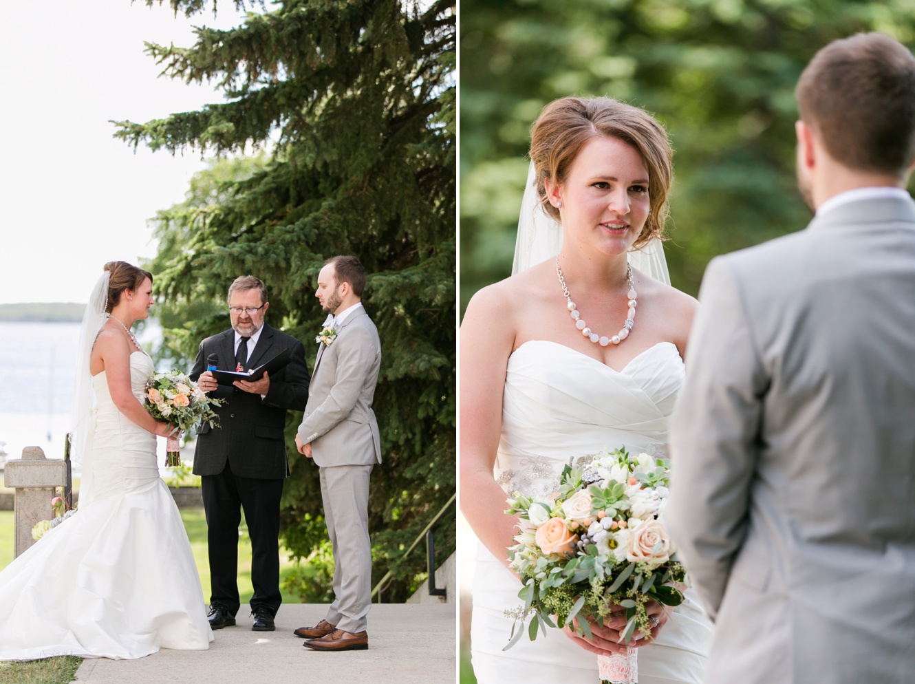 Lakeside outdoor wedding ceremony pictures at The Chalet in Kenosee Lake