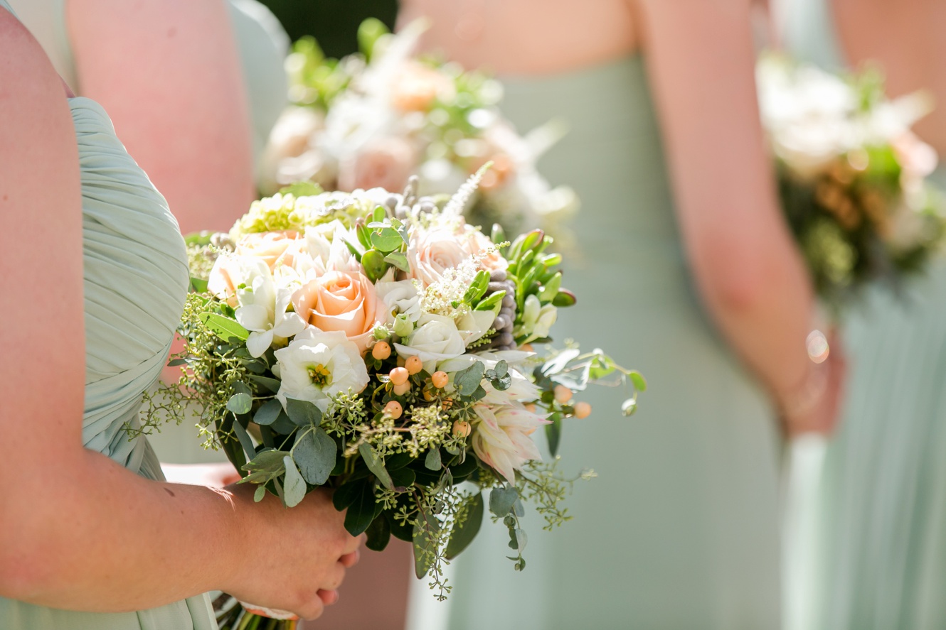 sage green bridesmaid dresses, peach and pistachio wedding colors is such an unique wedding color combination.