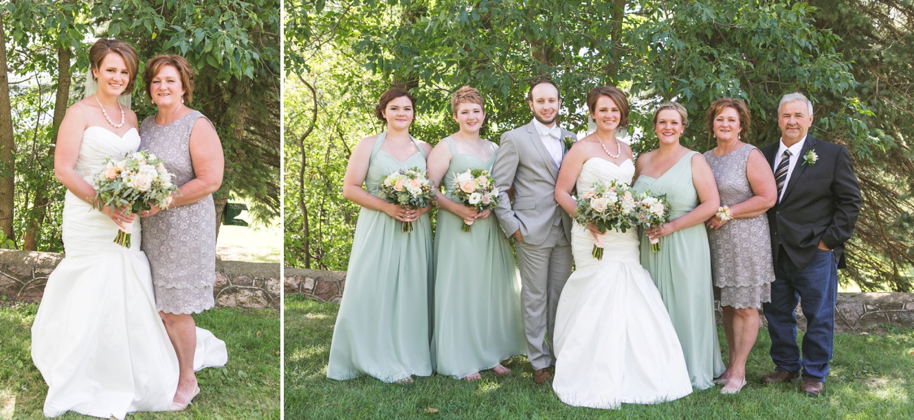 bridesmaids in sage coloured gowns photo