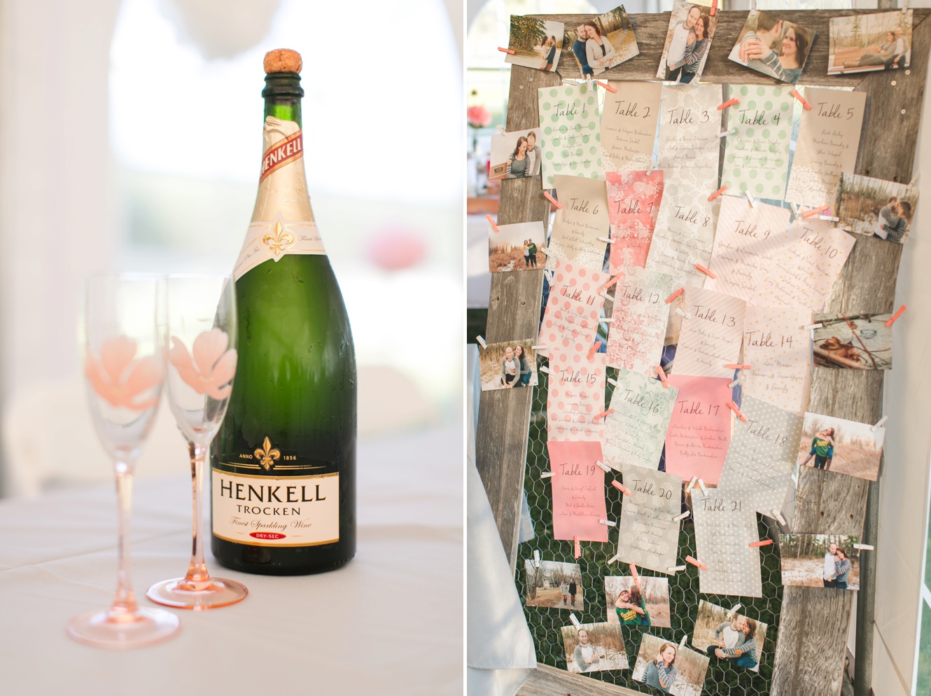 peach and mint wedding seating photo