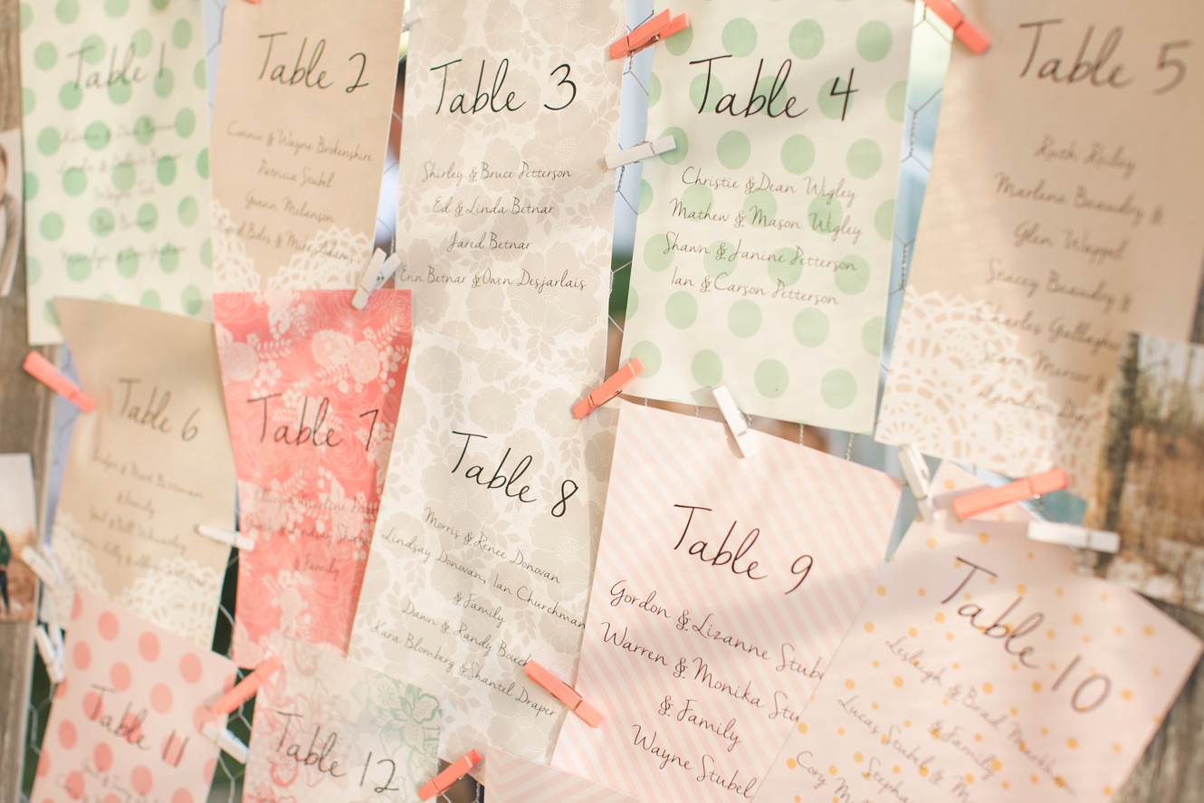 peach and mint wedding seating chart photo