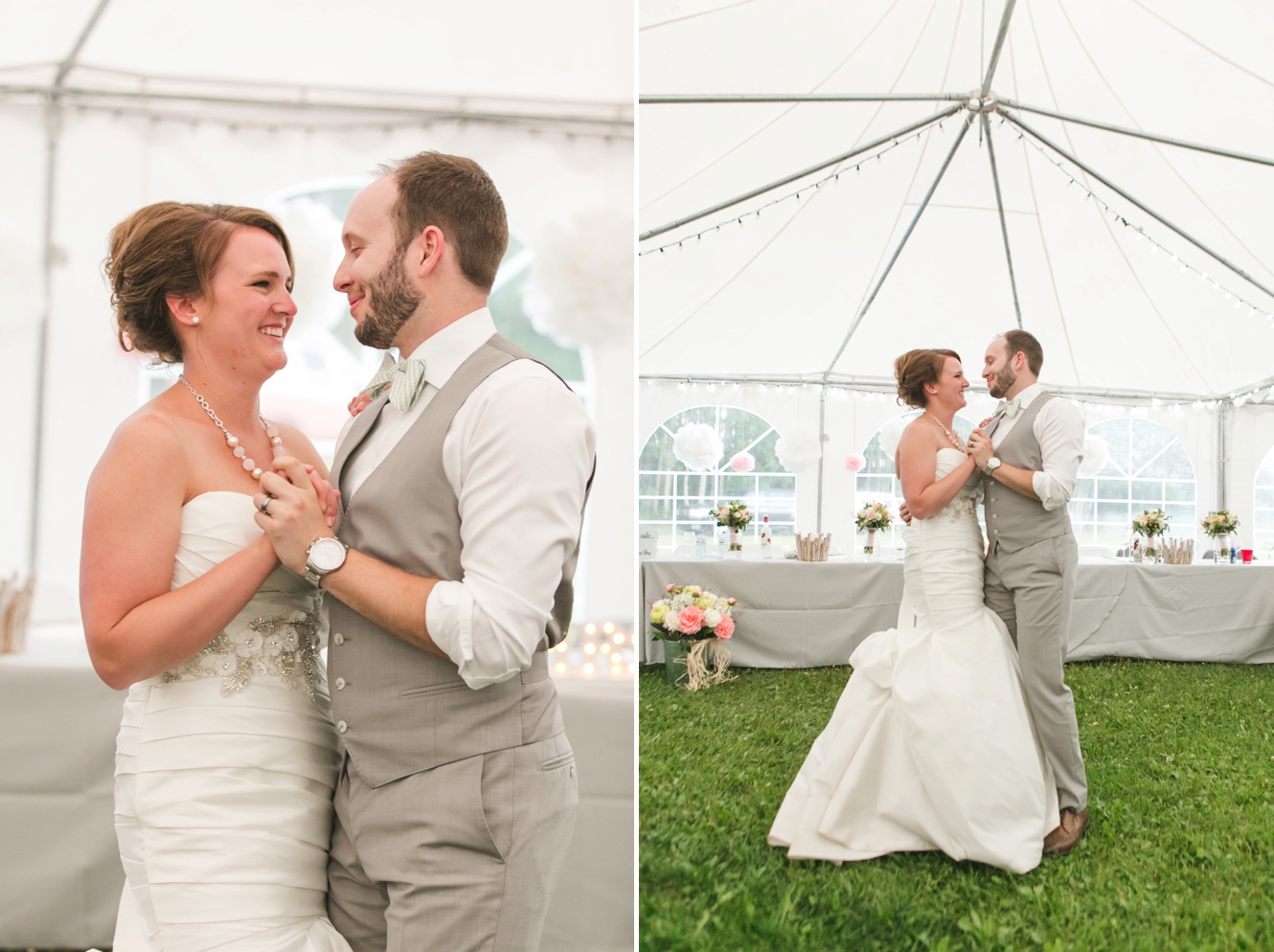 summer wedding in white tent photo