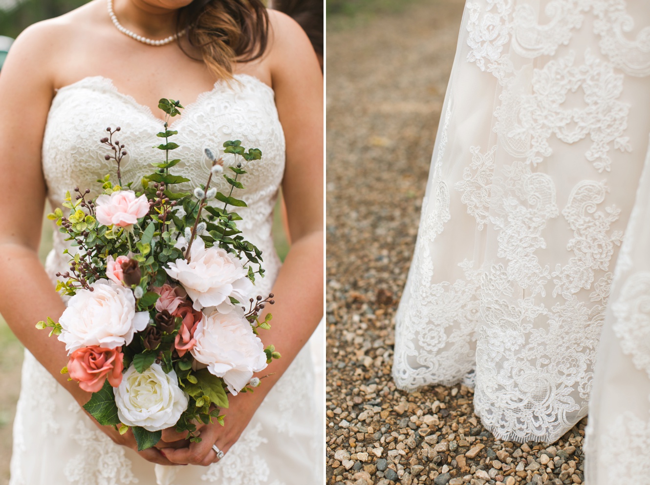 Handmade wedding bouquet and lace photo
