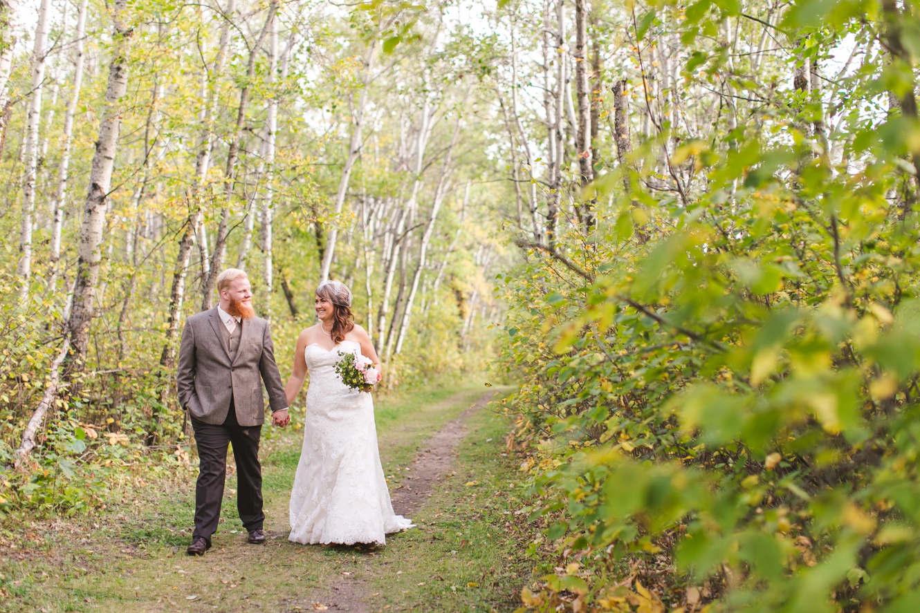 Timeless Blush & Champagne Woodsy Wedding beaver trail photo