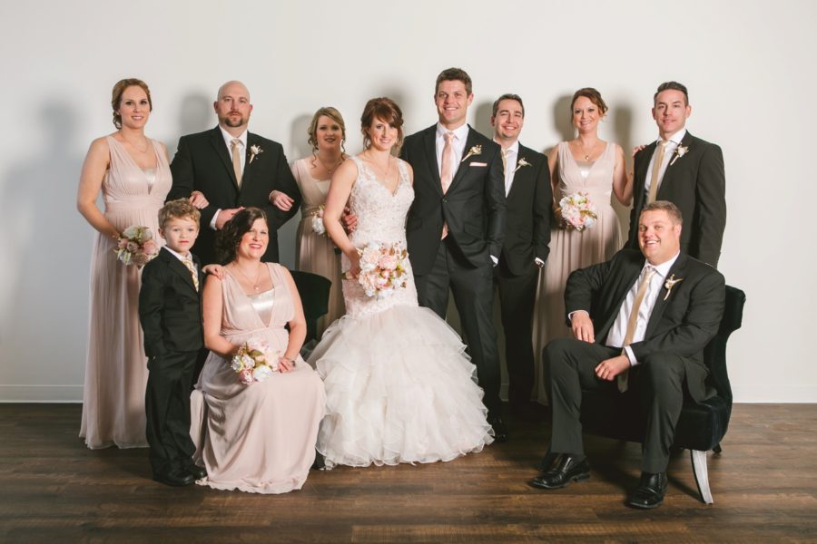 Romantic Blush New Years Eve Wedding in Saskatchewan wedding party photo
