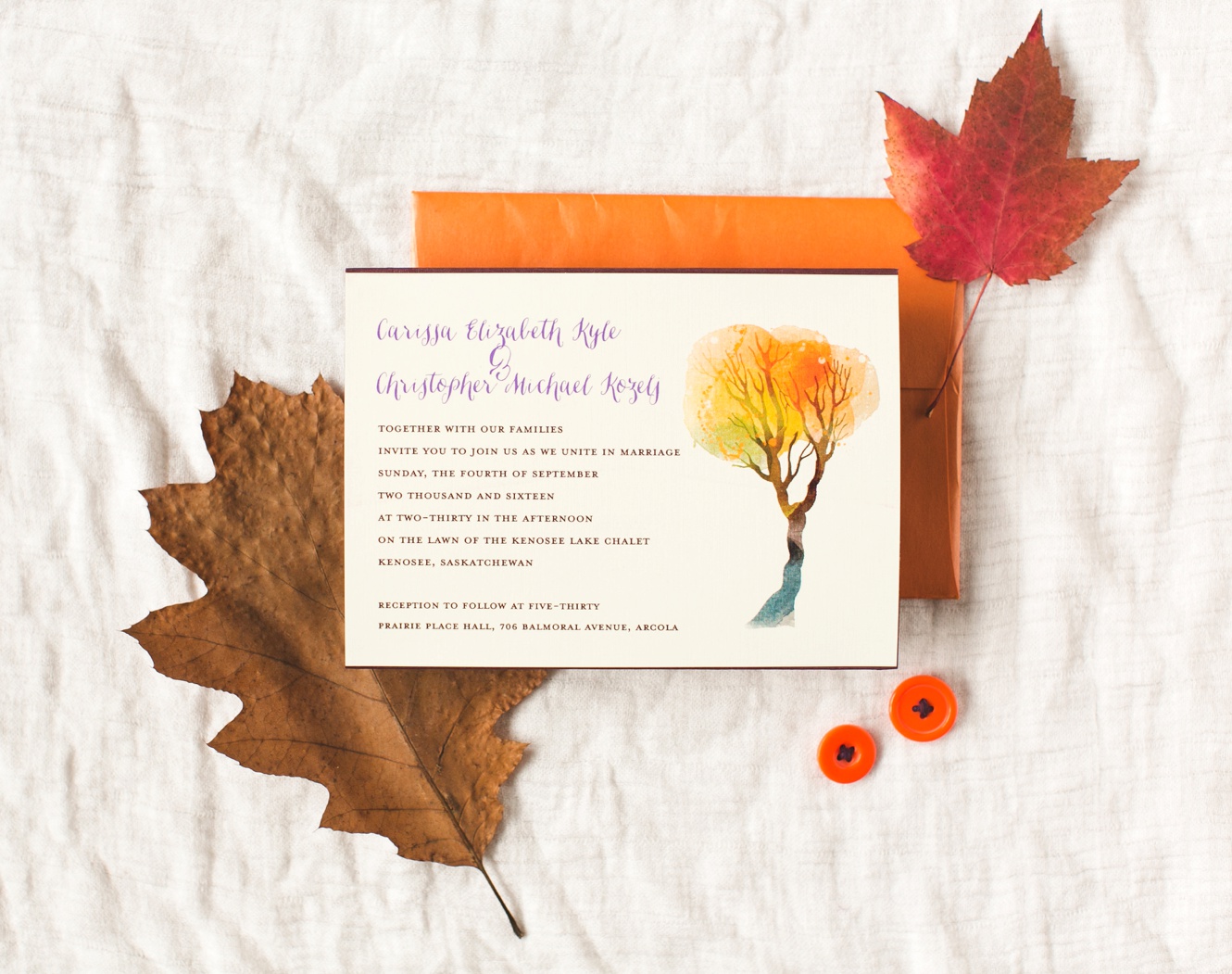 handmade fall wedding invitation photo