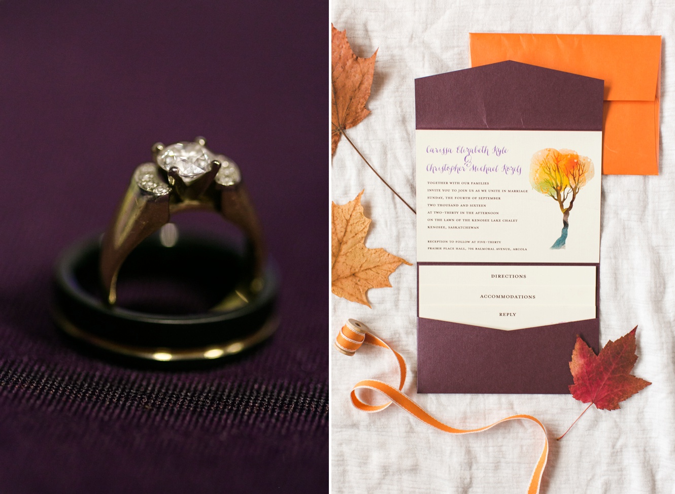 wedding ring & invitation inspo for fall wedding photo