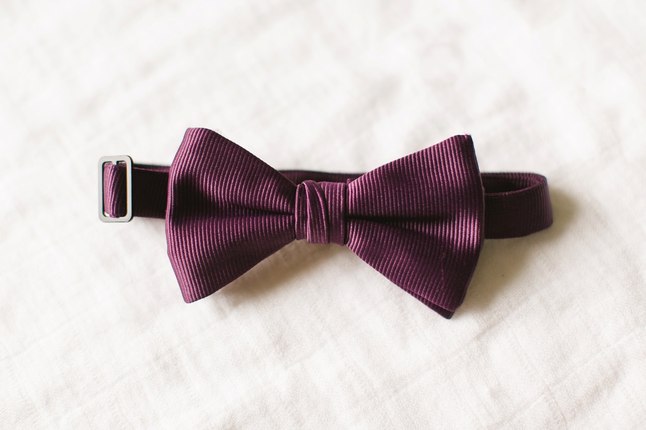 plum bow tie groom wedding inspiration photo