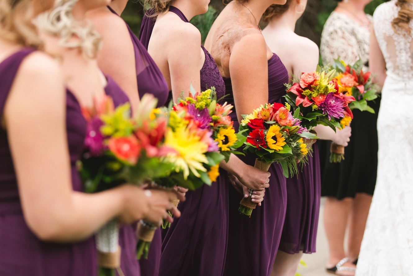 Elegant Autumn Kenosee Lake Wedding purple bridesmaid dresses