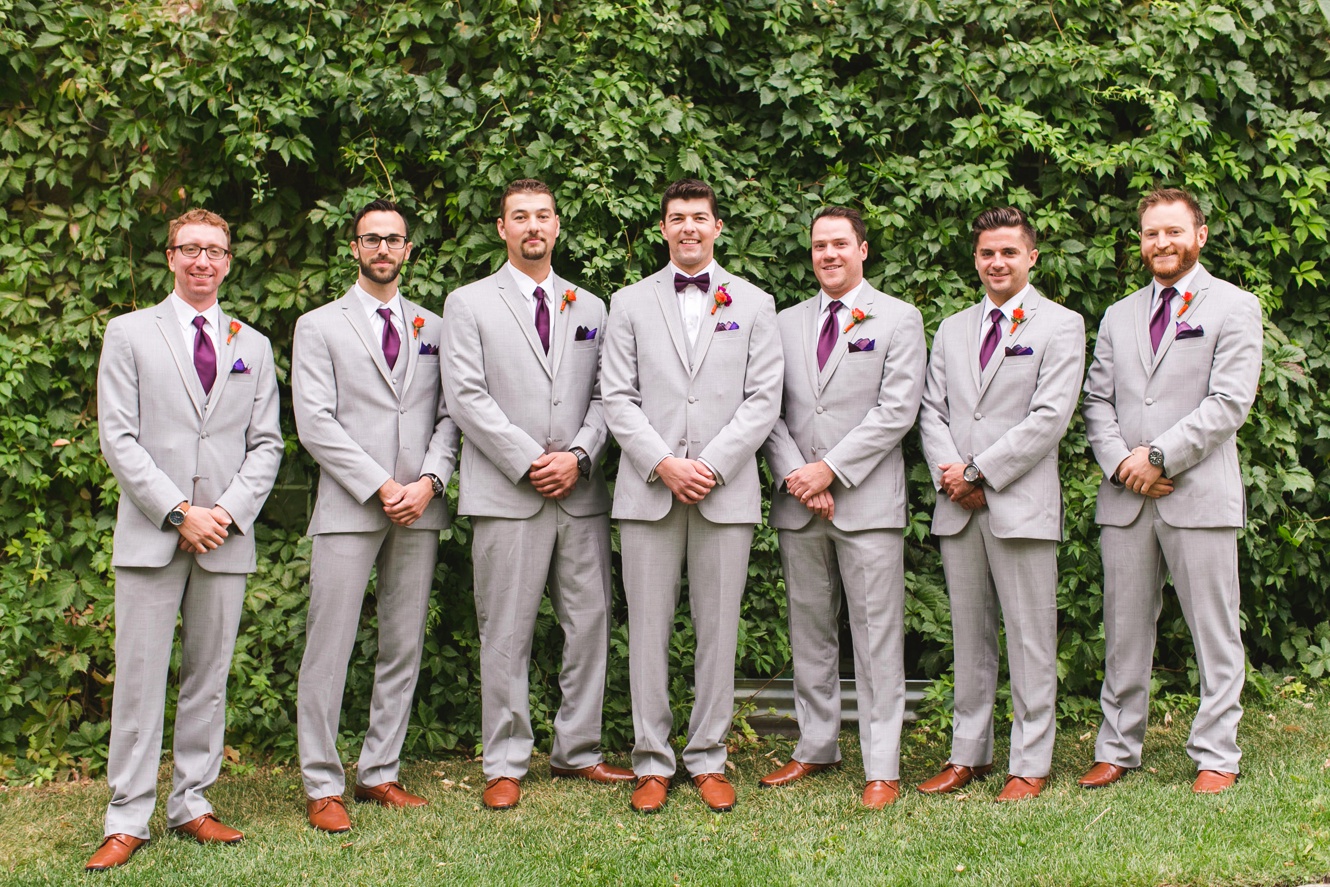 Elegant Autumn Kenosee Lake Wedding grey groomsmen suits photo