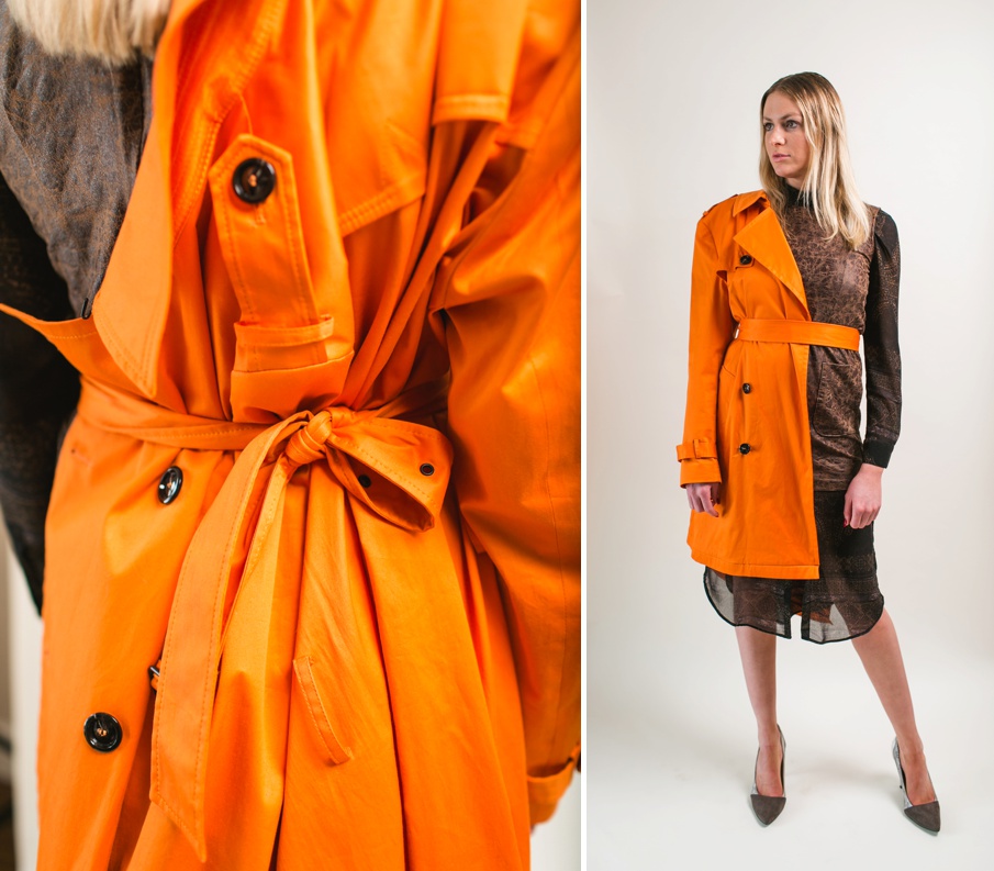 orange trench coat fashion photo