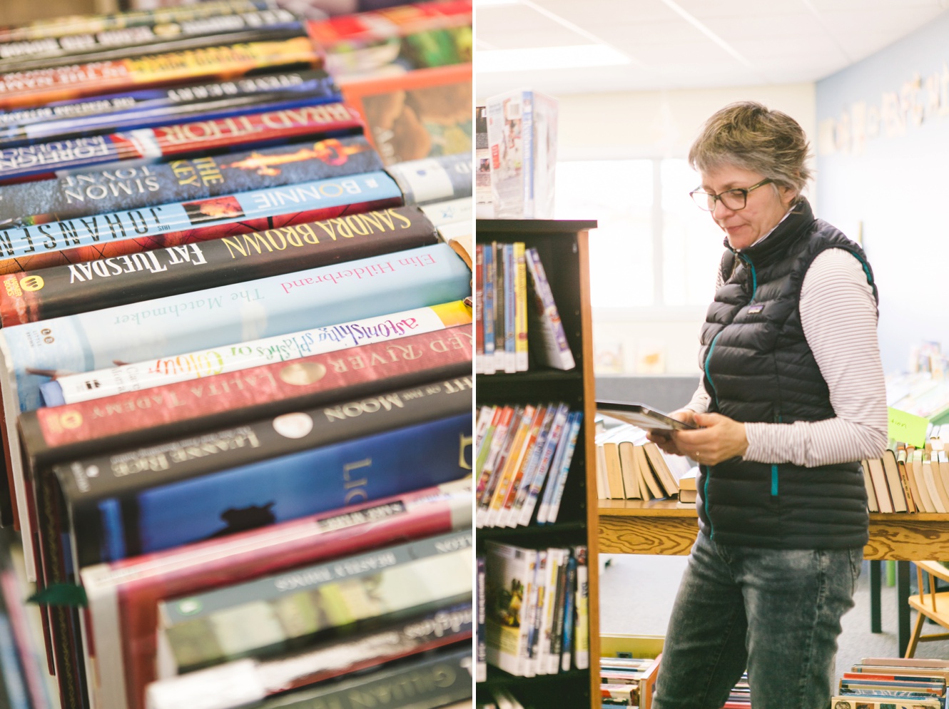 Joanne Cushion checks out the selection of DVDs at Oxbow Library