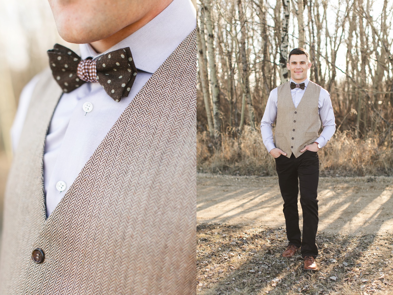 Grooms bow tie and vest from David's Distinctive Men's Apparel Saskatoon photo