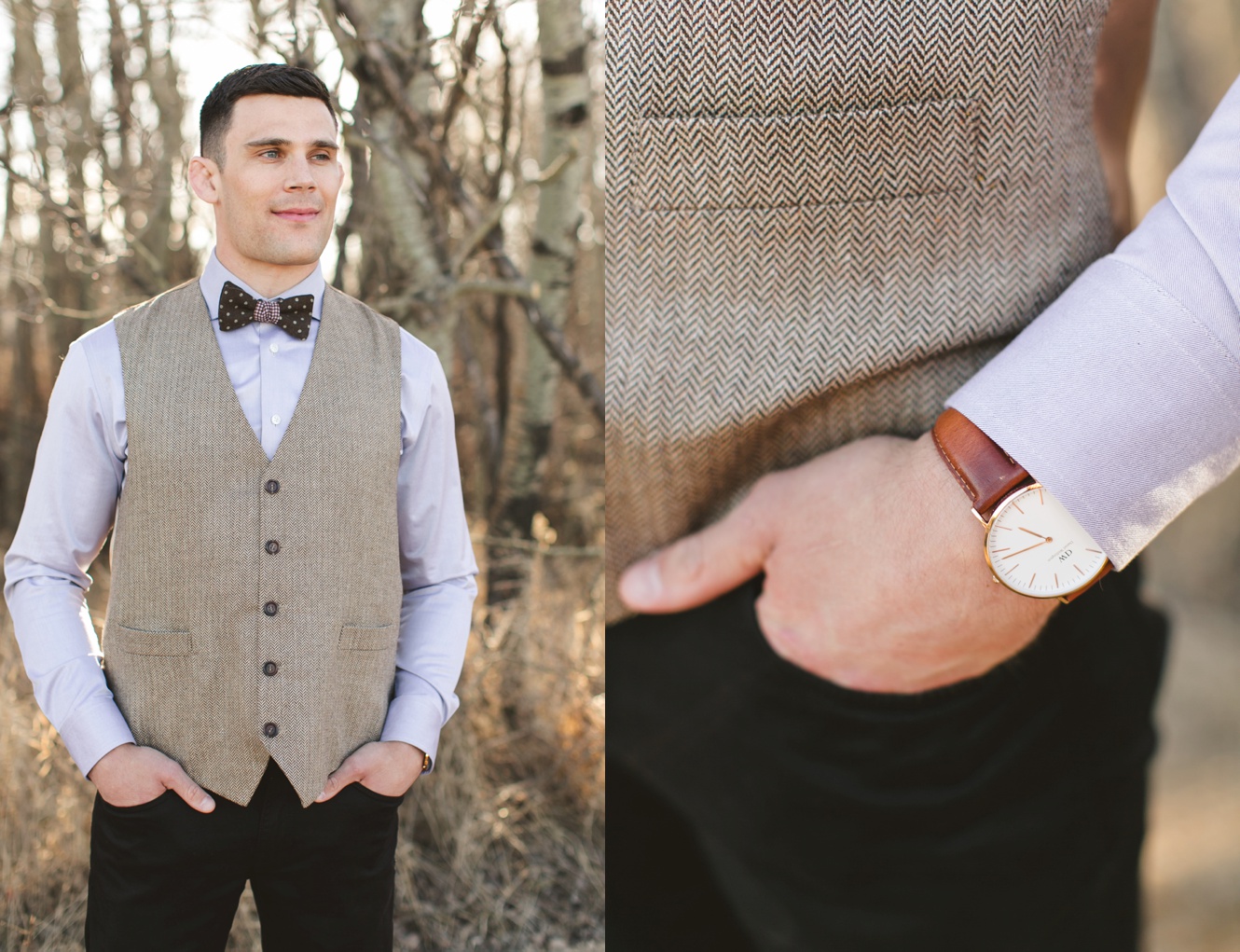 David's Distinctive Men's Apparel groom vest and bow tie photo