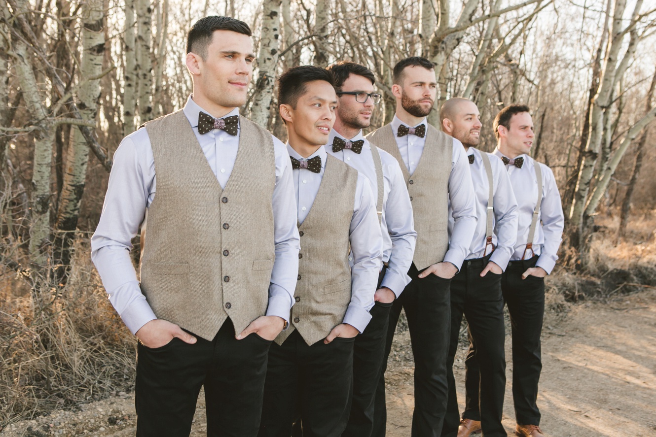Tweed vest and bow tie groomsmen photo