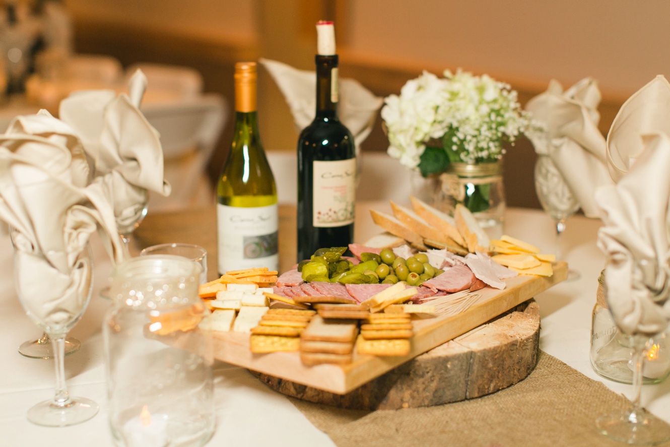 Charcuterie boards at wedding reception photo