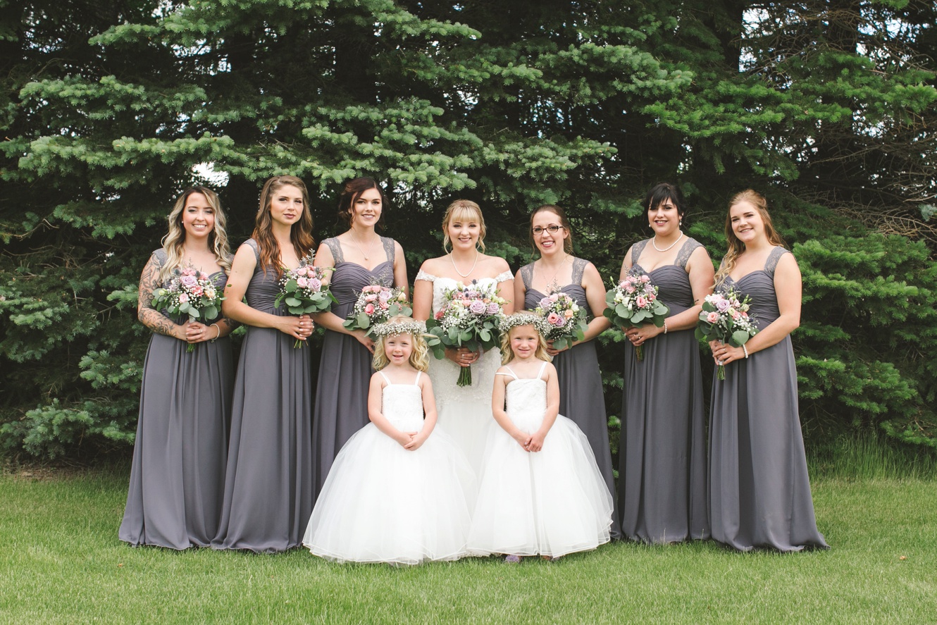 grey bridesmaid gowns photo