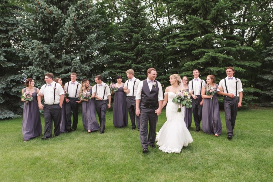 grey and lilac summer wedding photo