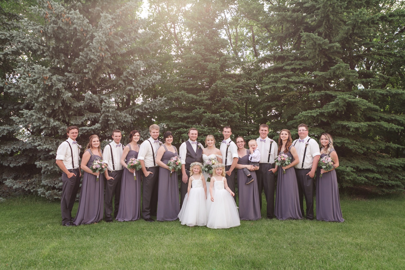 grey and lilac bridal party photo