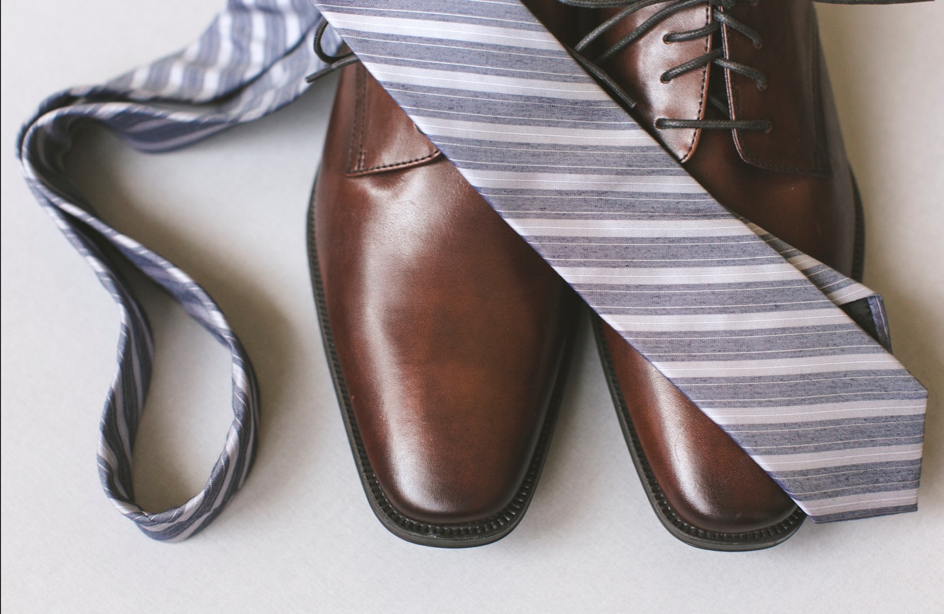 grooms accessories tie and shoes photo
